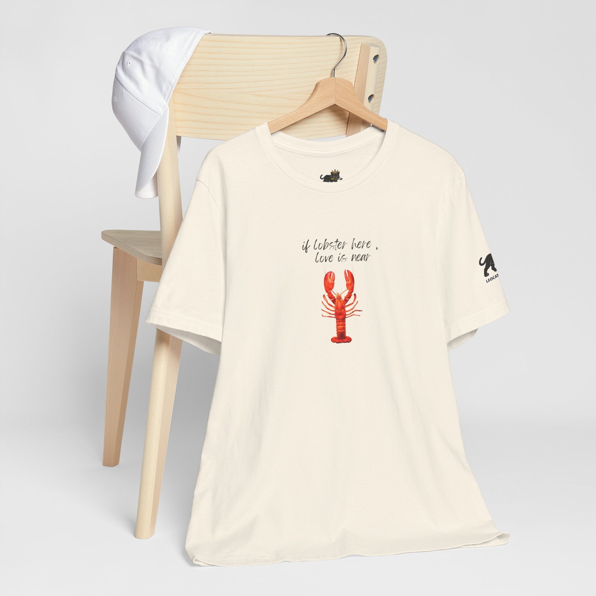 if lobster here love is near Graphic Tee, Casual Summer Shirt, Marine Life T-Shirt, Gift for Sea Lovers,  high quality