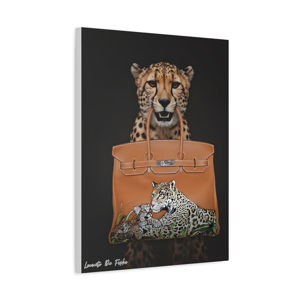 cheetah with rare birkin Canvas , Wall Art Decor .