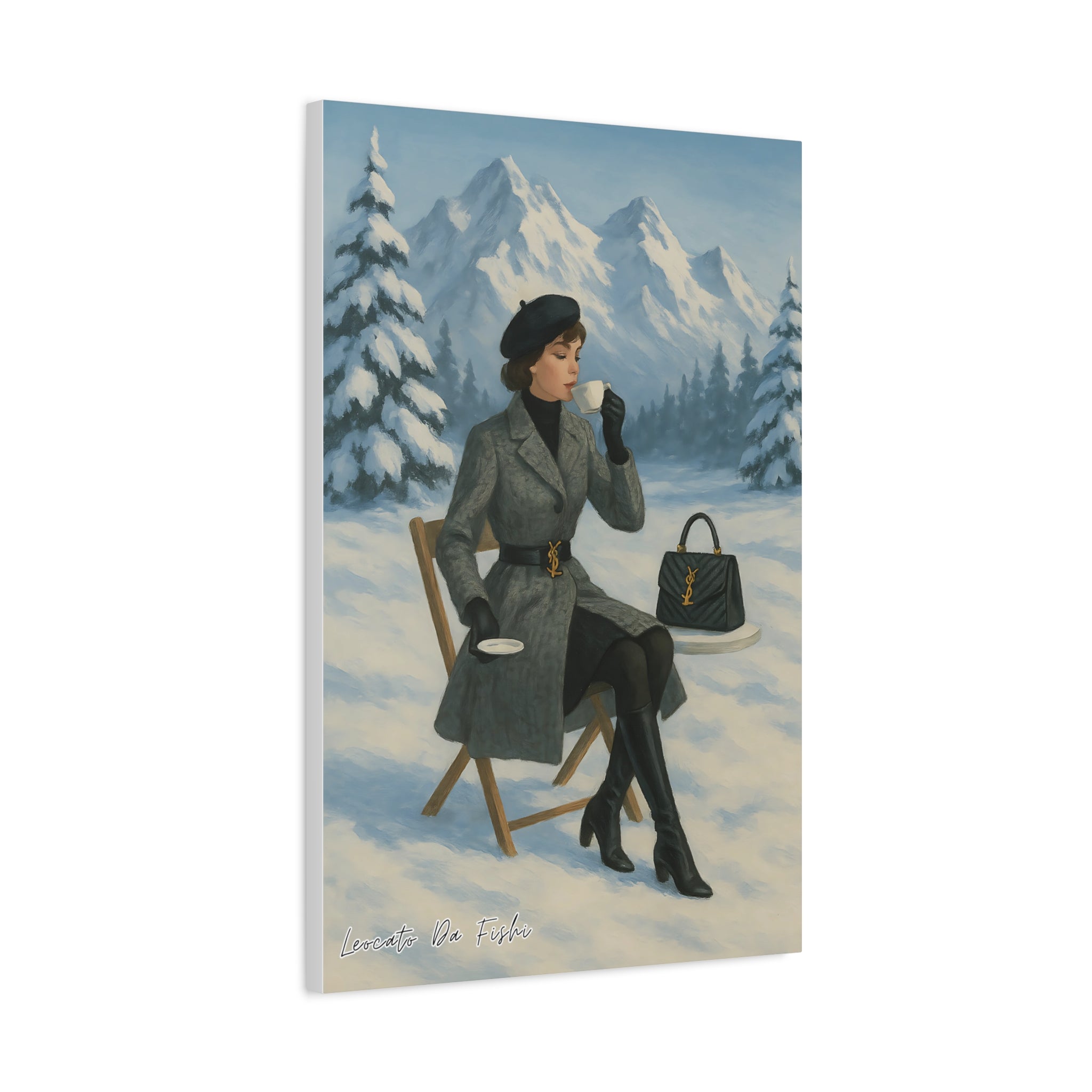 Elegant Winter Landscape Canvas Print, Wall Art Decor, Cozy Home Decor, Gift for Art Lovers, Holiday Decoration, Fashion Illustration