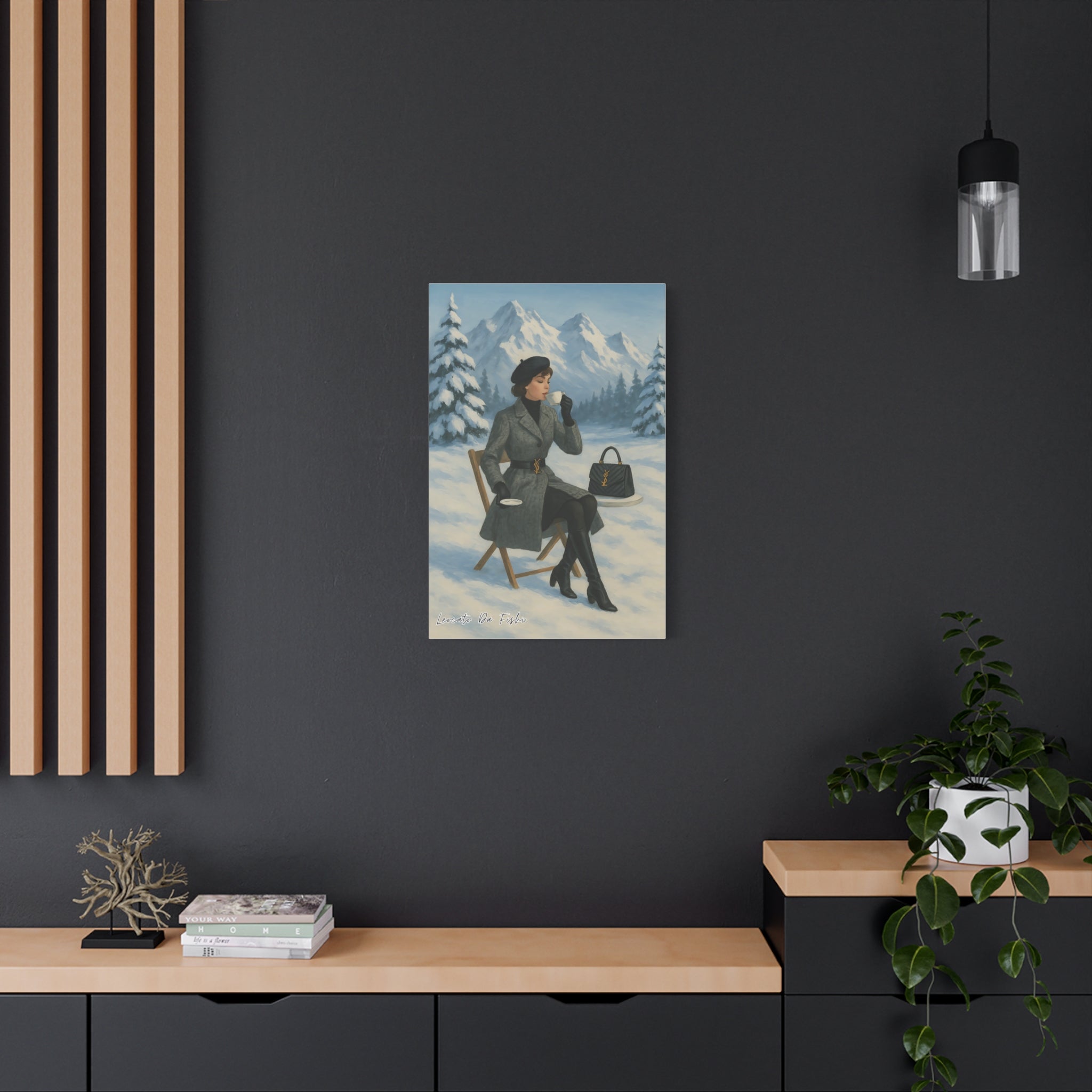 Elegant Winter Landscape Canvas Print, Wall Art Decor, Cozy Home Decor, Gift for Art Lovers, Holiday Decoration, Fashion Illustration