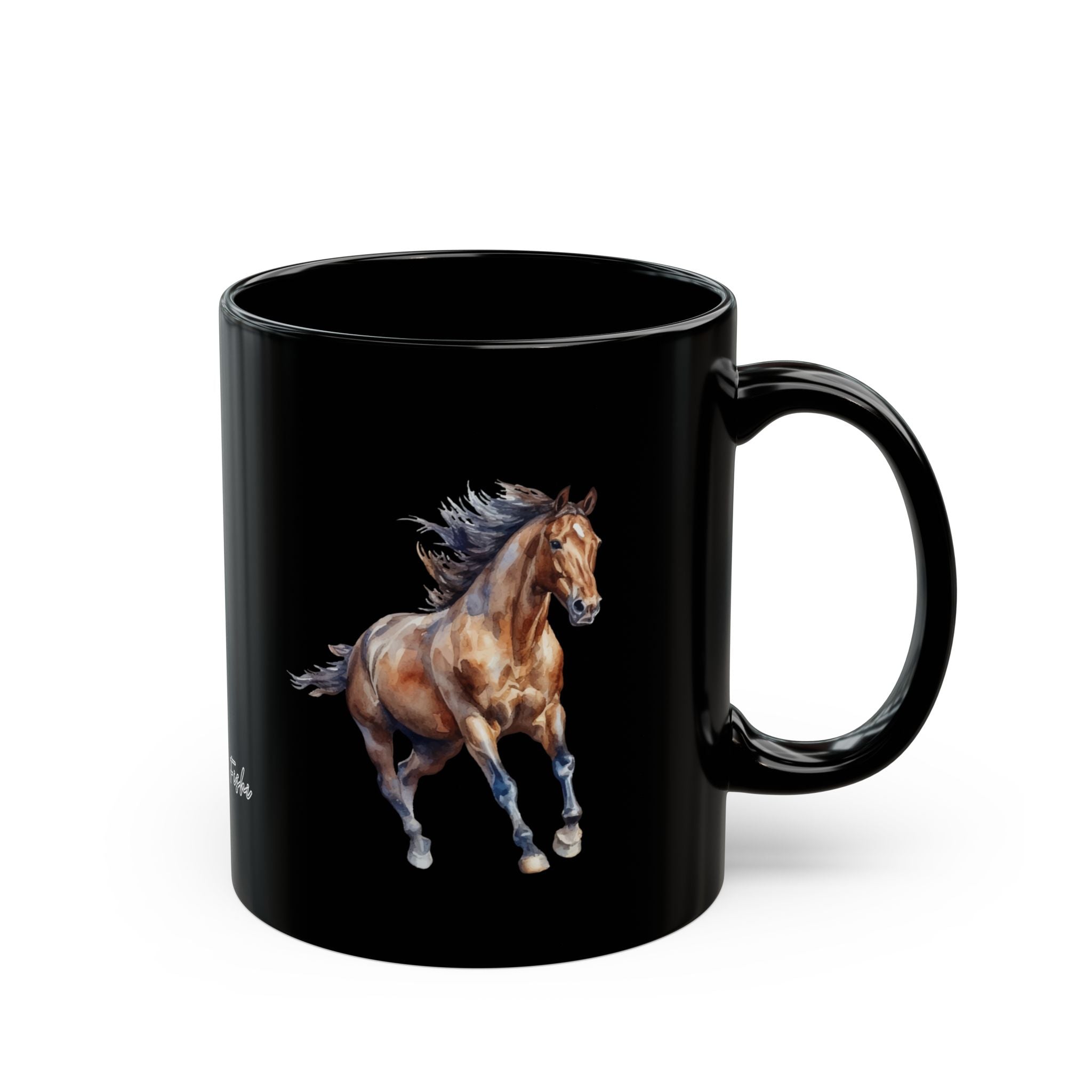 Horses and logo Black Mug | Perfect Gift for Horse Lovers, Coffee Lovers, Equestrian Decor, Animal Lovers, Unique Collectible