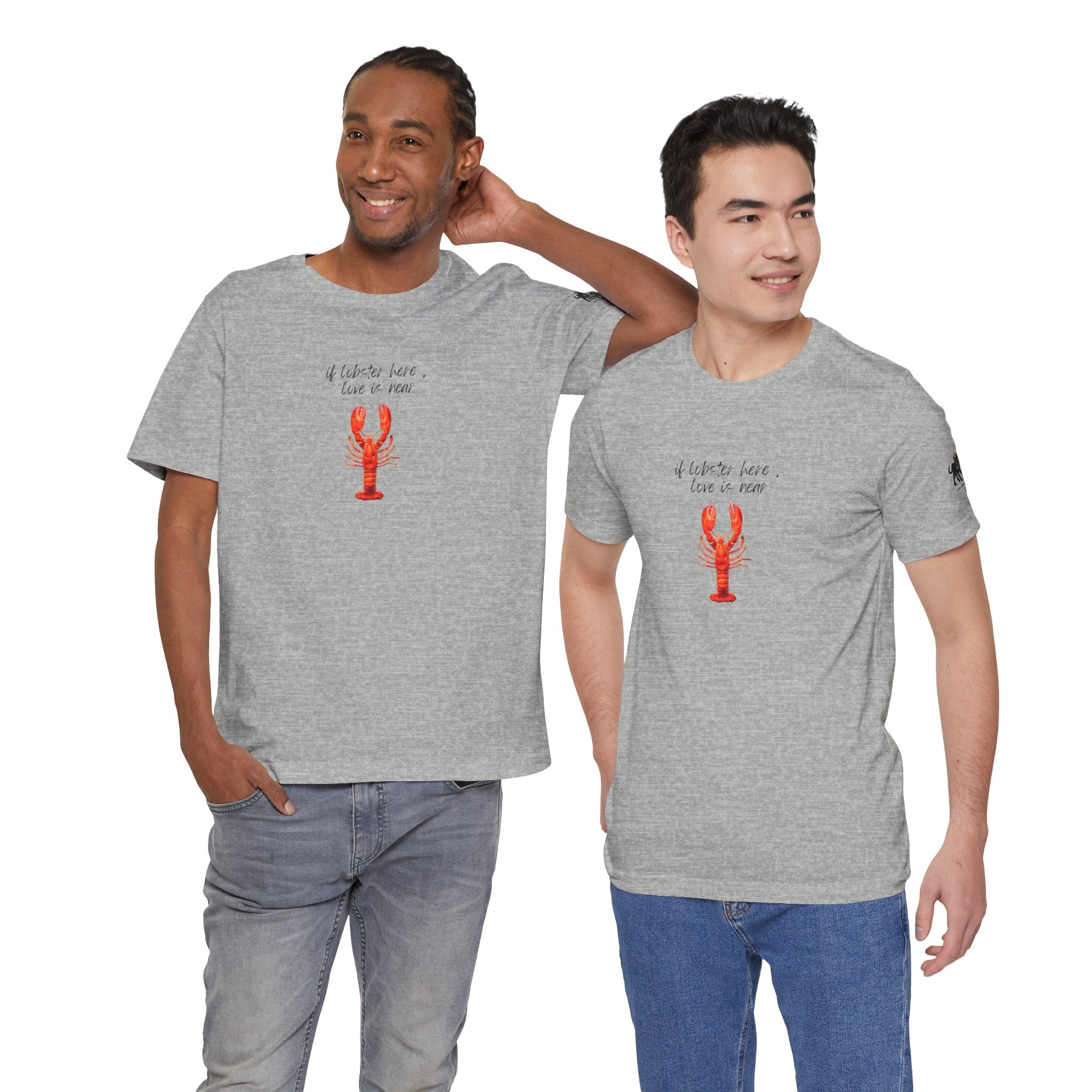 if lobster here love is near Graphic Tee, Casual Summer Shirt, Marine Life T-Shirt, Gift for Sea Lovers,  high quality