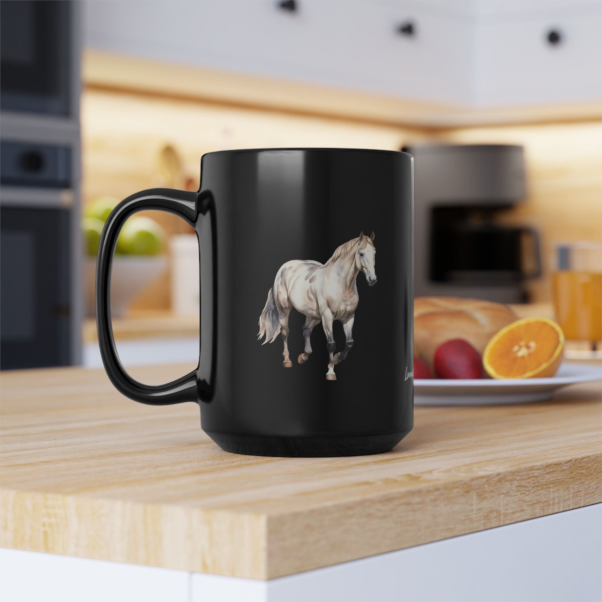 Horses and logo Black Mug | Perfect Gift for Horse Lovers, Coffee Lovers, Equestrian Decor, Animal Lovers, Unique Collectible