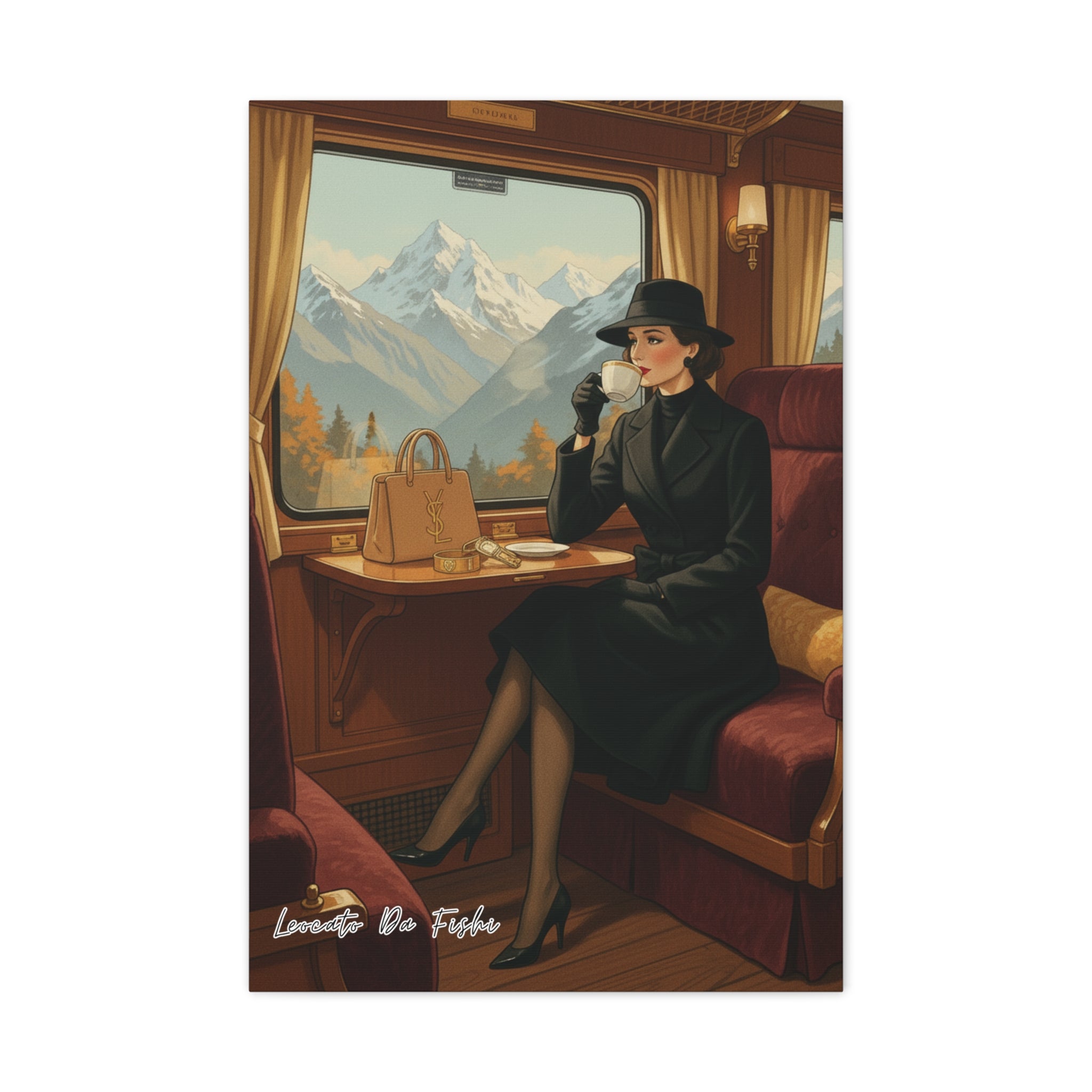 queen in train 1   Canvas Print, Wall Art Decor,