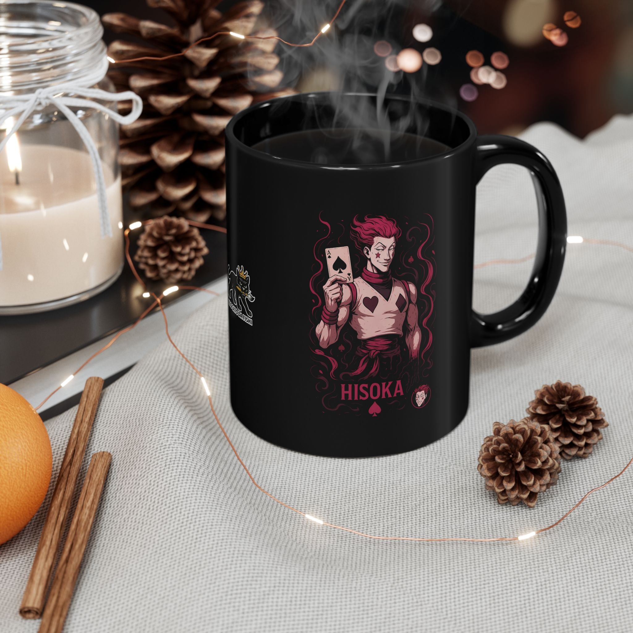 hisoka Black Mug, Anime Coffee Cup, Gift for Gamers, Collectible Mug, Unique Ceramic Drinkware