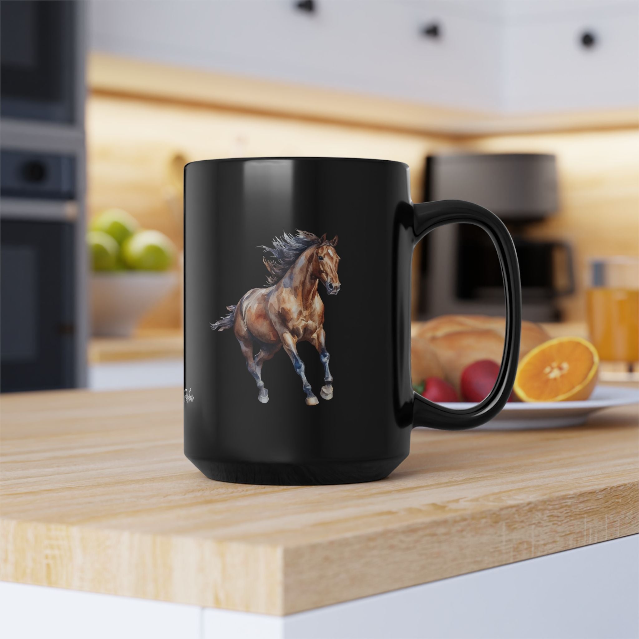 Horses and logo Black Mug | Perfect Gift for Horse Lovers, Coffee Lovers, Equestrian Decor, Animal Lovers, Unique Collectible