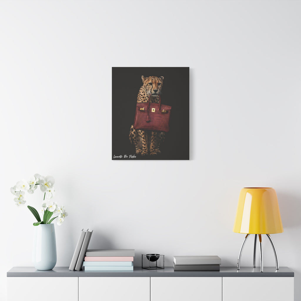 cheetah with rare birkin crocodile Canvas , Wall Art Decor .