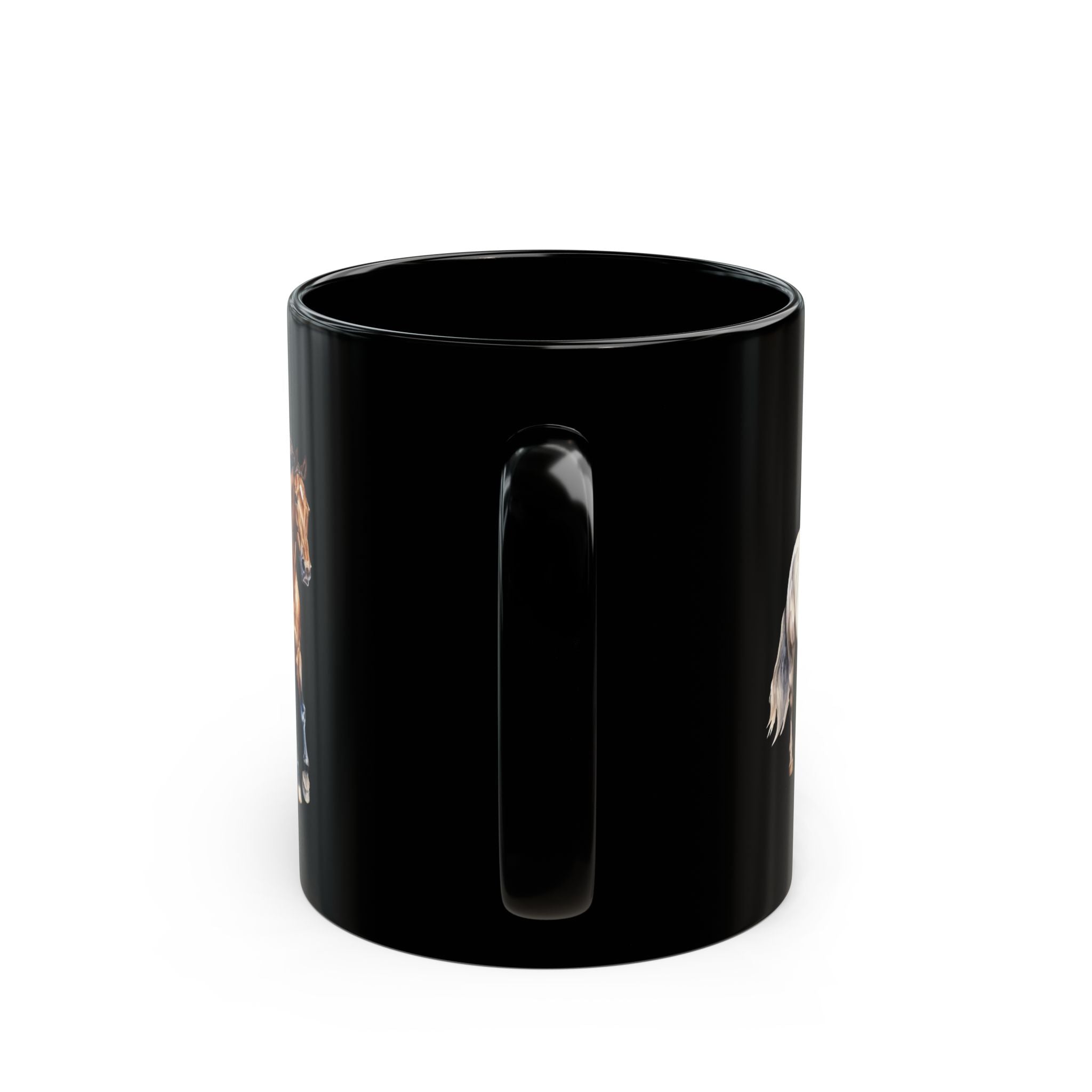 Horses and logo Black Mug | Perfect Gift for Horse Lovers, Coffee Lovers, Equestrian Decor, Animal Lovers, Unique Collectible