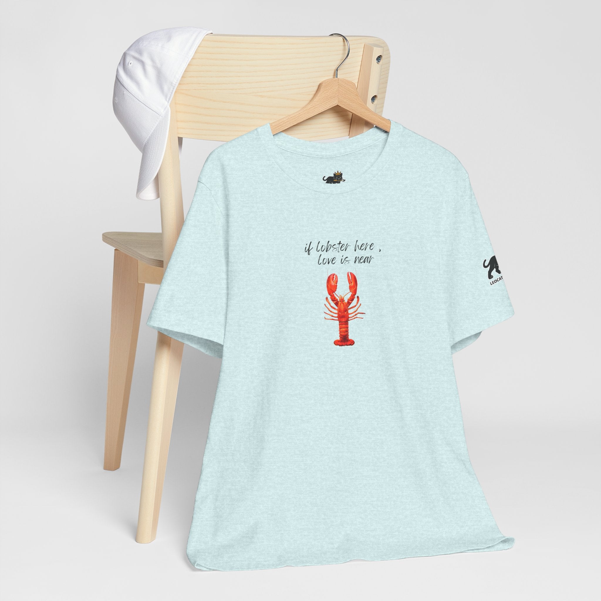 if lobster here love is near Graphic Tee, Casual Summer Shirt, Marine Life T-Shirt, Gift for Sea Lovers,  high quality