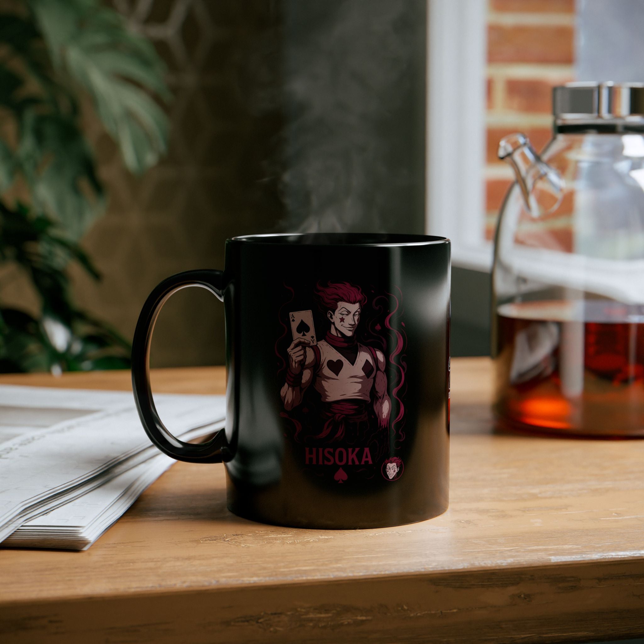 hisoka Black Mug, Anime Coffee Cup, Gift for Gamers, Collectible Mug, Unique Ceramic Drinkware