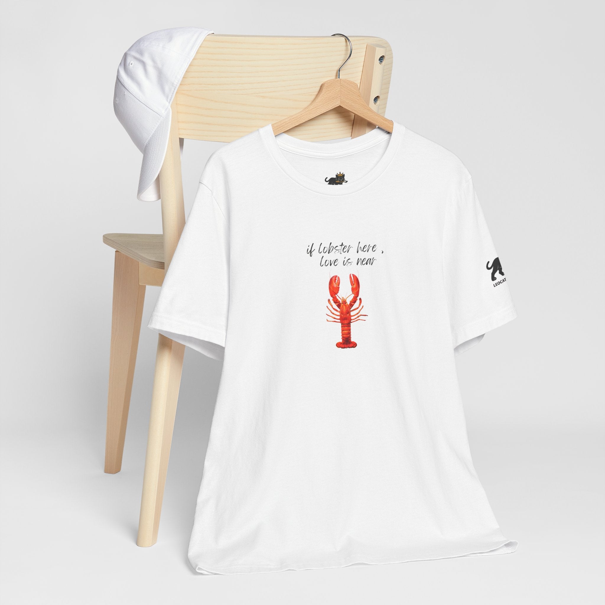 if lobster here love is near Graphic Tee, Casual Summer Shirt, Marine Life T-Shirt, Gift for Sea Lovers,  high quality