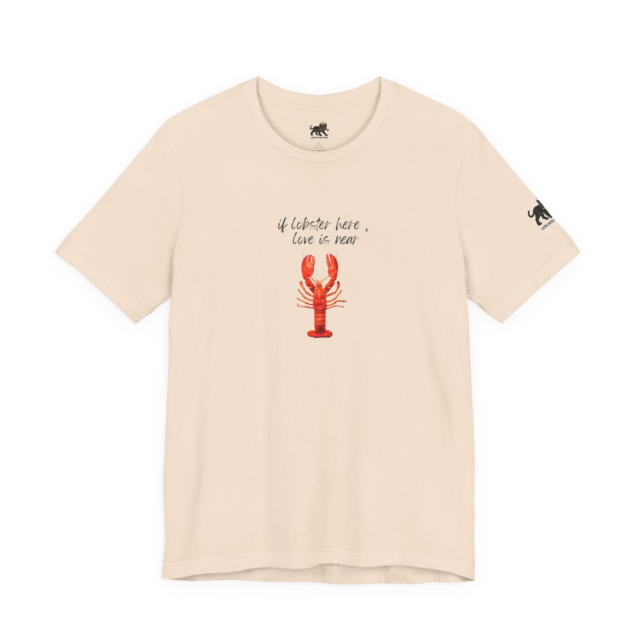 if lobster here love is near Graphic Tee, Casual Summer Shirt, Marine Life T-Shirt, Gift for Sea Lovers,  high quality