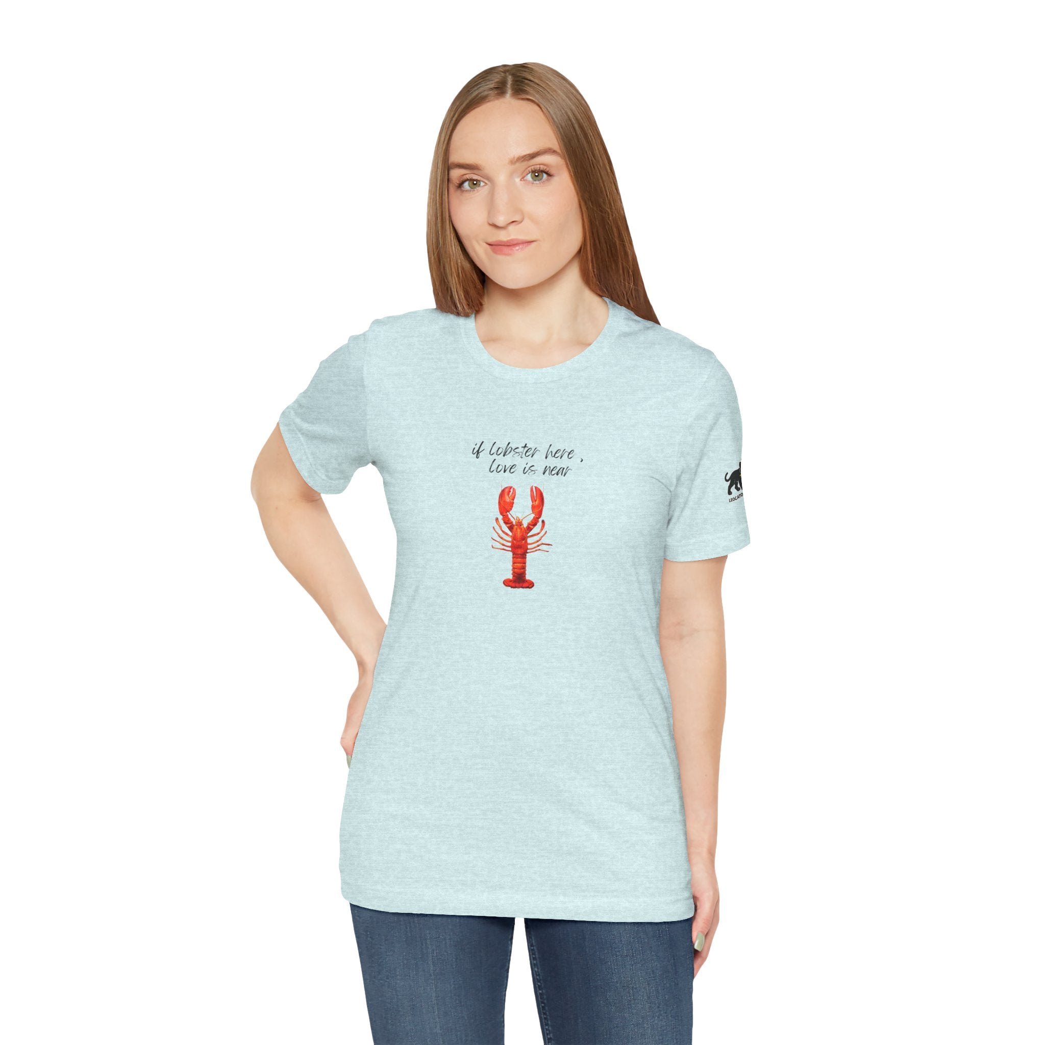 if lobster here love is near Graphic Tee, Casual Summer Shirt, Marine Life T-Shirt, Gift for Sea Lovers,  high quality