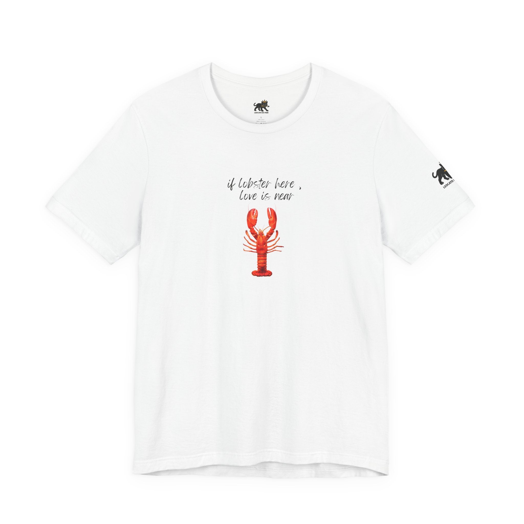 if lobster here love is near Graphic Tee, Casual Summer Shirt, Marine Life T-Shirt, Gift for Sea Lovers,  high quality