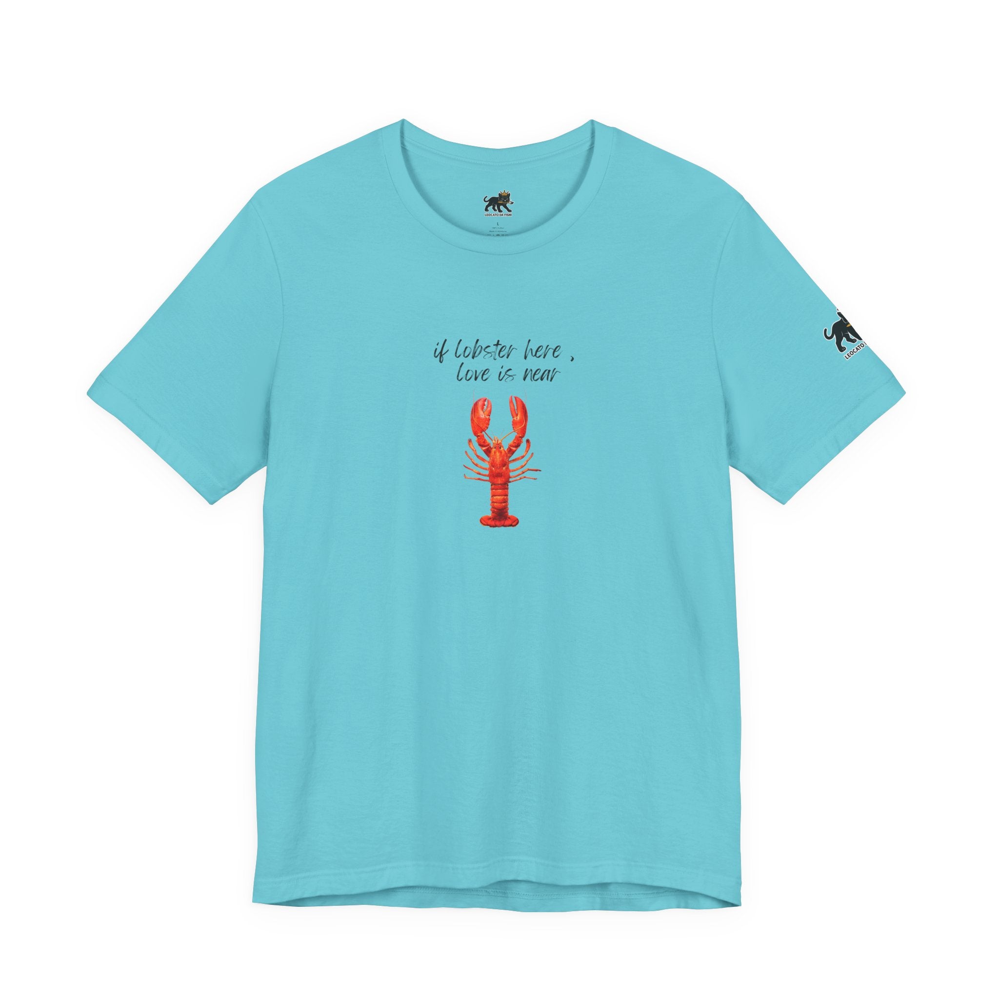 if lobster here love is near Graphic Tee, Casual Summer Shirt, Marine Life T-Shirt, Gift for Sea Lovers,  high quality