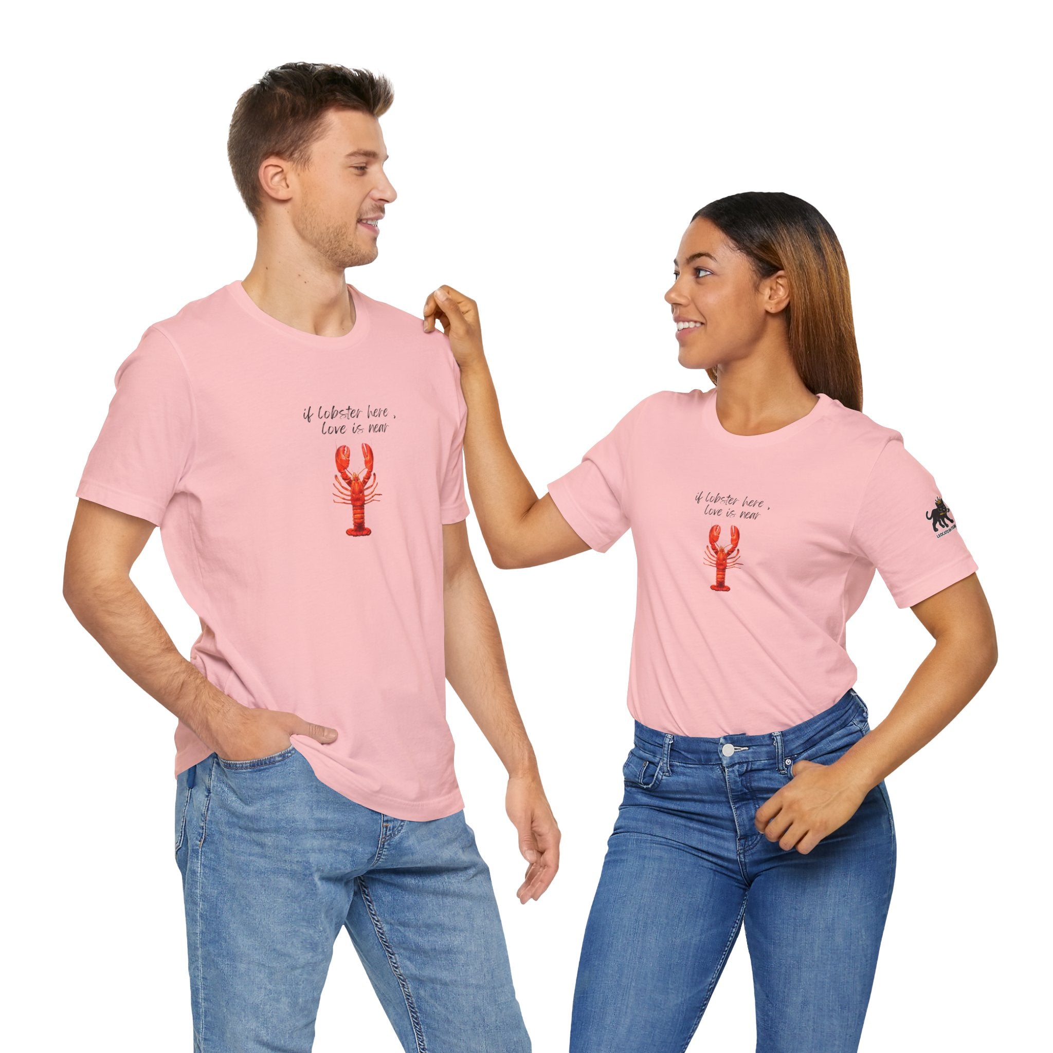 if lobster here love is near Graphic Tee, Casual Summer Shirt, Marine Life T-Shirt, Gift for Sea Lovers,  high quality