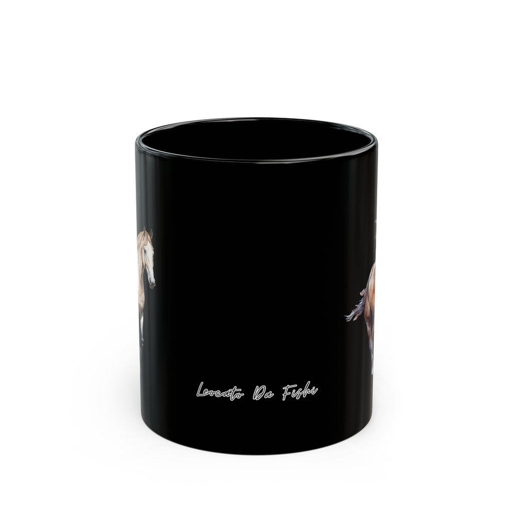 Horses and logo Black Mug | Perfect Gift for Horse Lovers, Coffee Lovers, Equestrian Decor, Animal Lovers, Unique Collectible