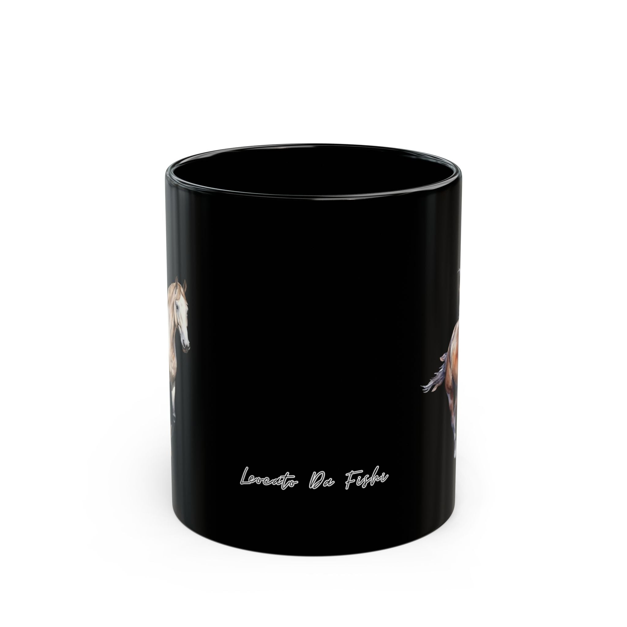 Horses and logo Black Mug | Perfect Gift for Horse Lovers, Coffee Lovers, Equestrian Decor, Animal Lovers, Unique Collectible