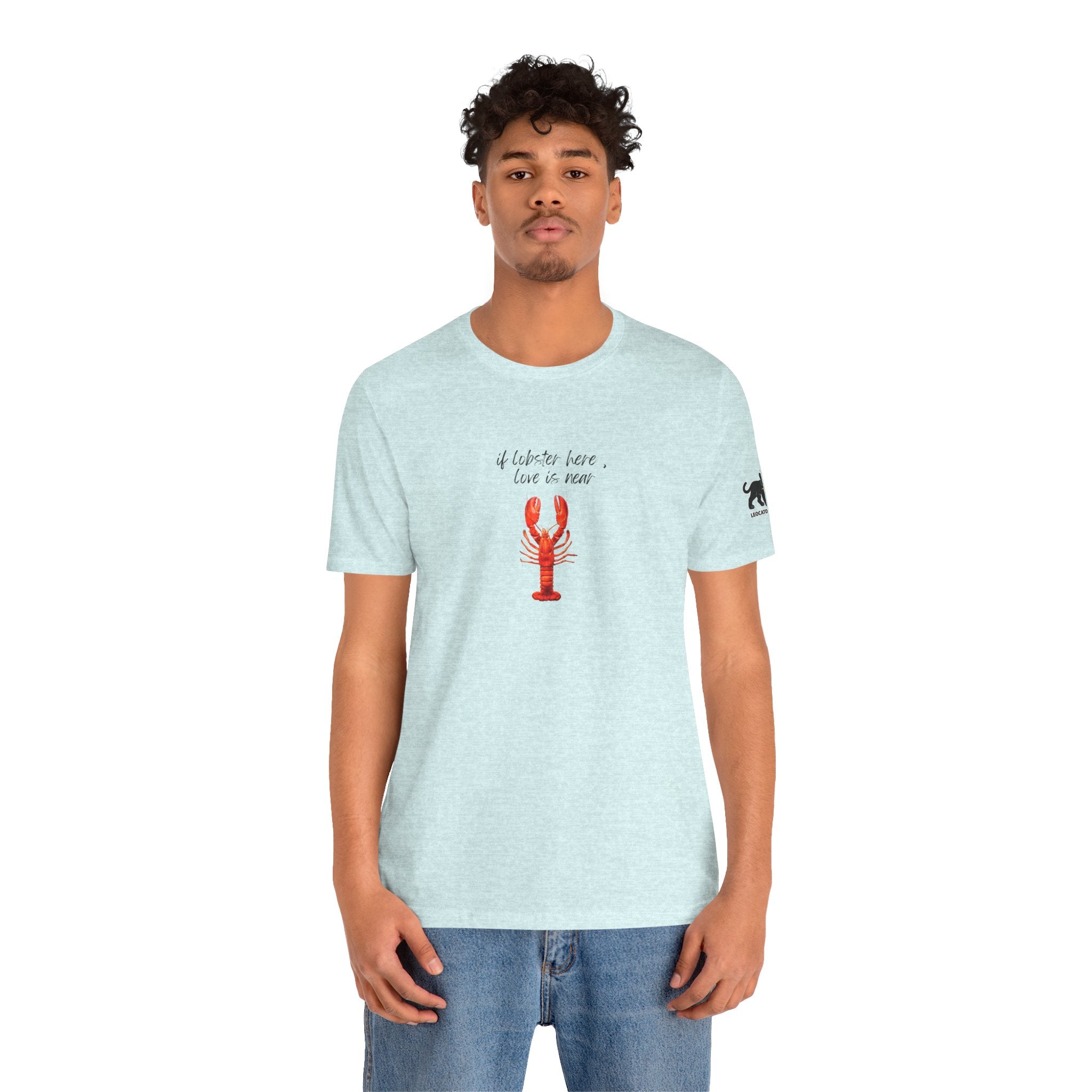 if lobster here love is near Graphic Tee, Casual Summer Shirt, Marine Life T-Shirt, Gift for Sea Lovers,  high quality