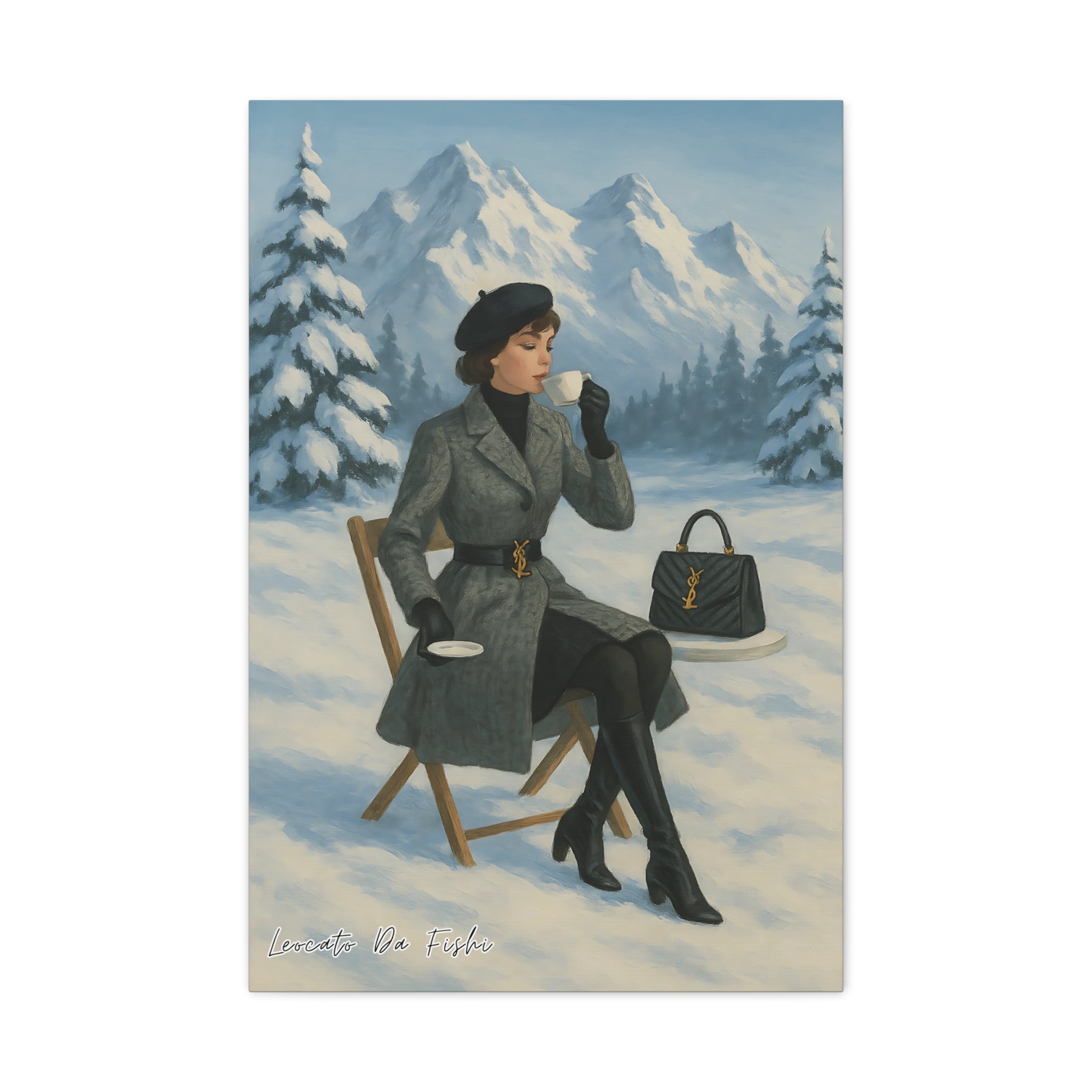 Elegant Winter Landscape Canvas Print, Wall Art Decor, Cozy Home Decor, Gift for Art Lovers, Holiday Decoration, Fashion Illustration