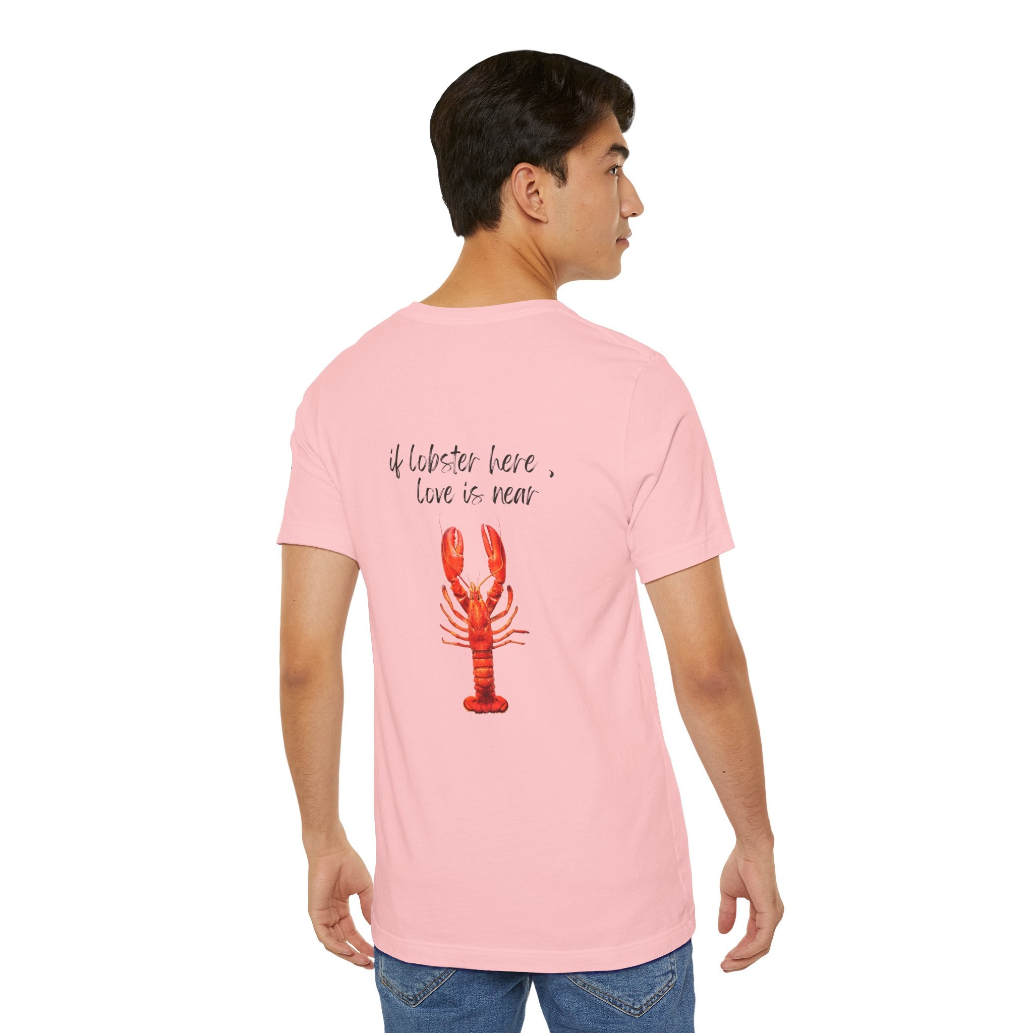 if lobster here love is near Graphic Tee, Casual Summer Shirt, Marine Life T-Shirt, Gift for Sea Lovers,  high quality