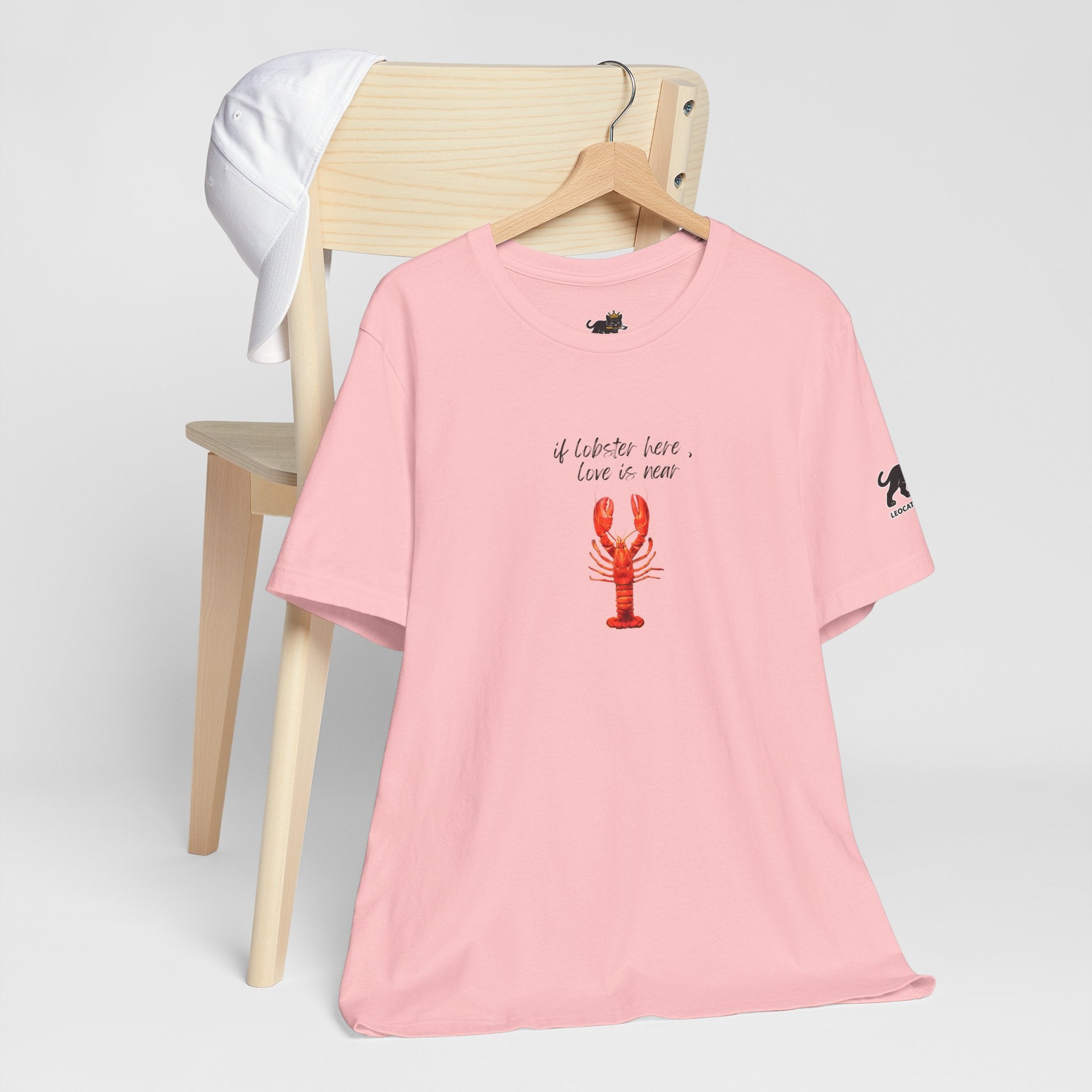 if lobster here love is near Graphic Tee, Casual Summer Shirt, Marine Life T-Shirt, Gift for Sea Lovers,  high quality