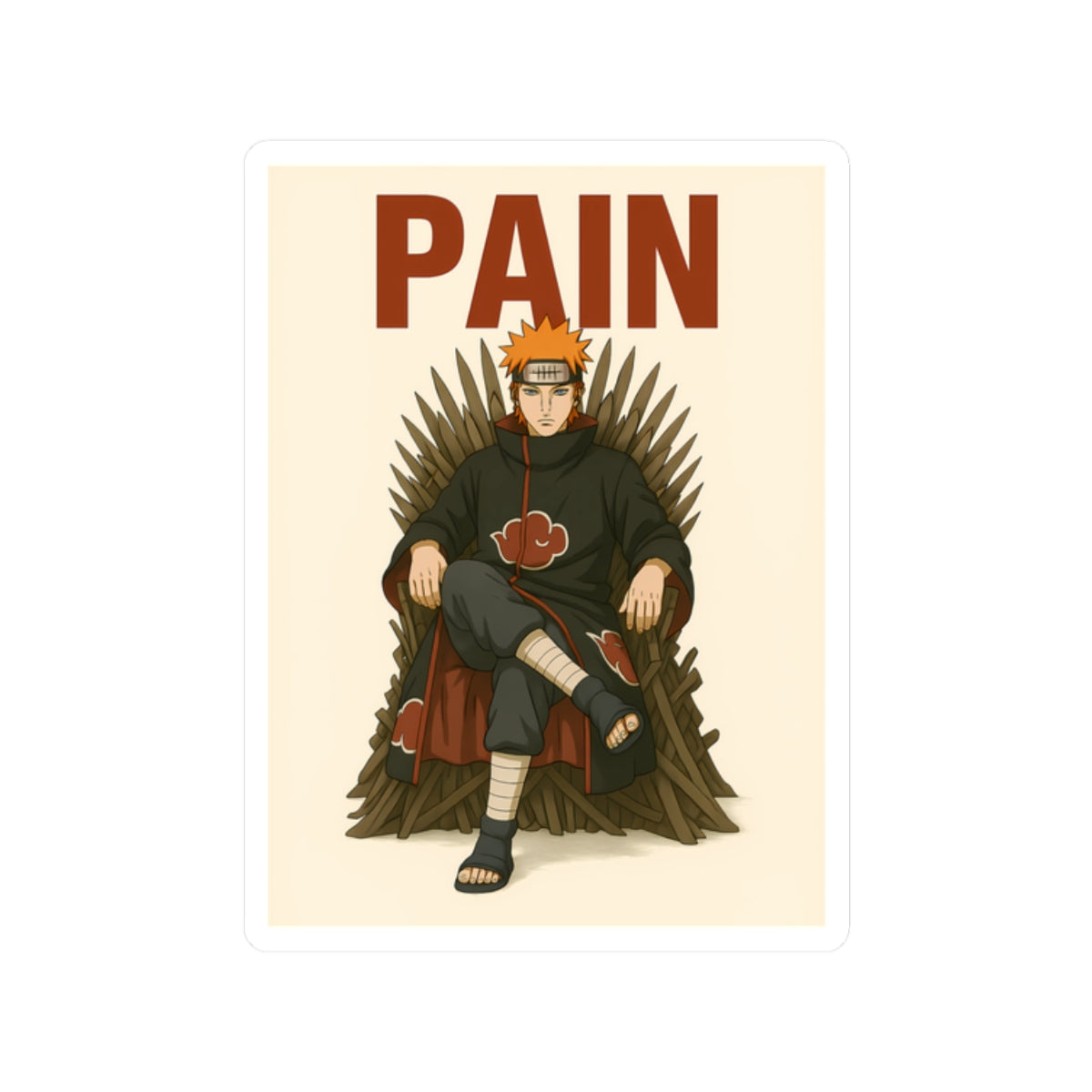 pain in the throne  Character Kiss-Cut Stickers | Laptop, Decor, Gift, Naruto, Pain, Custom Stickers