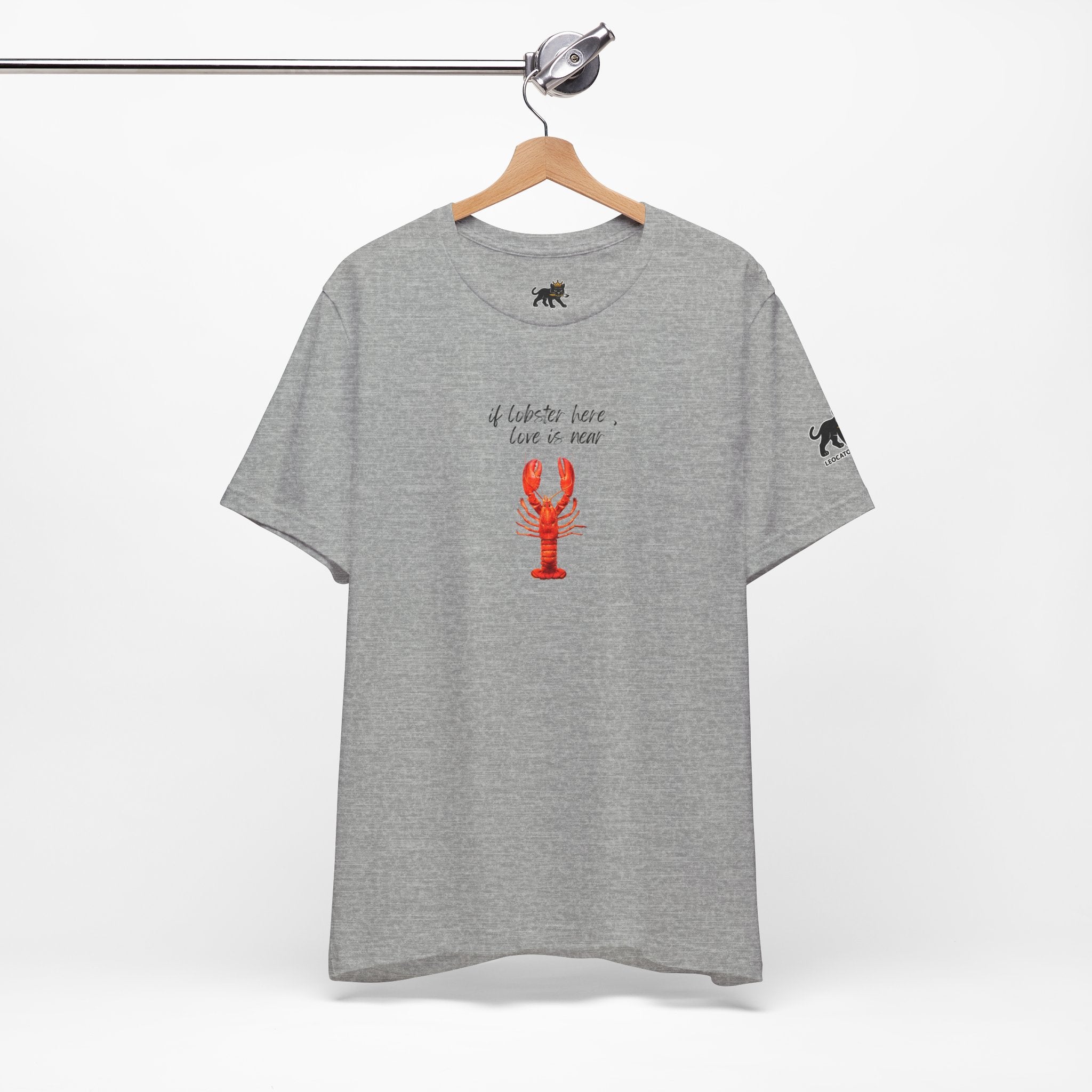 if lobster here love is near Graphic Tee, Casual Summer Shirt, Marine Life T-Shirt, Gift for Sea Lovers,  high quality