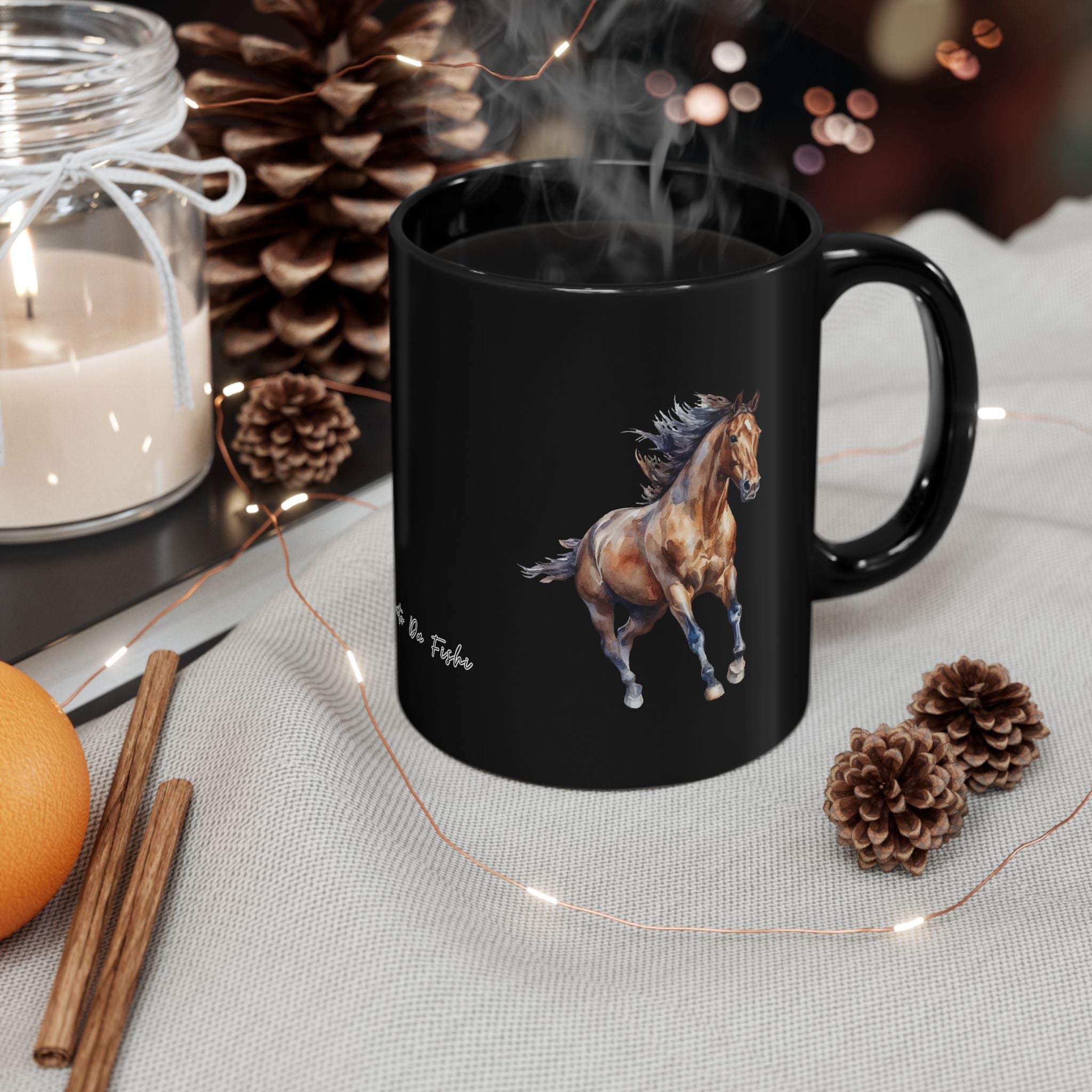Horses and logo Black Mug | Perfect Gift for Horse Lovers, Coffee Lovers, Equestrian Decor, Animal Lovers, Unique Collectible