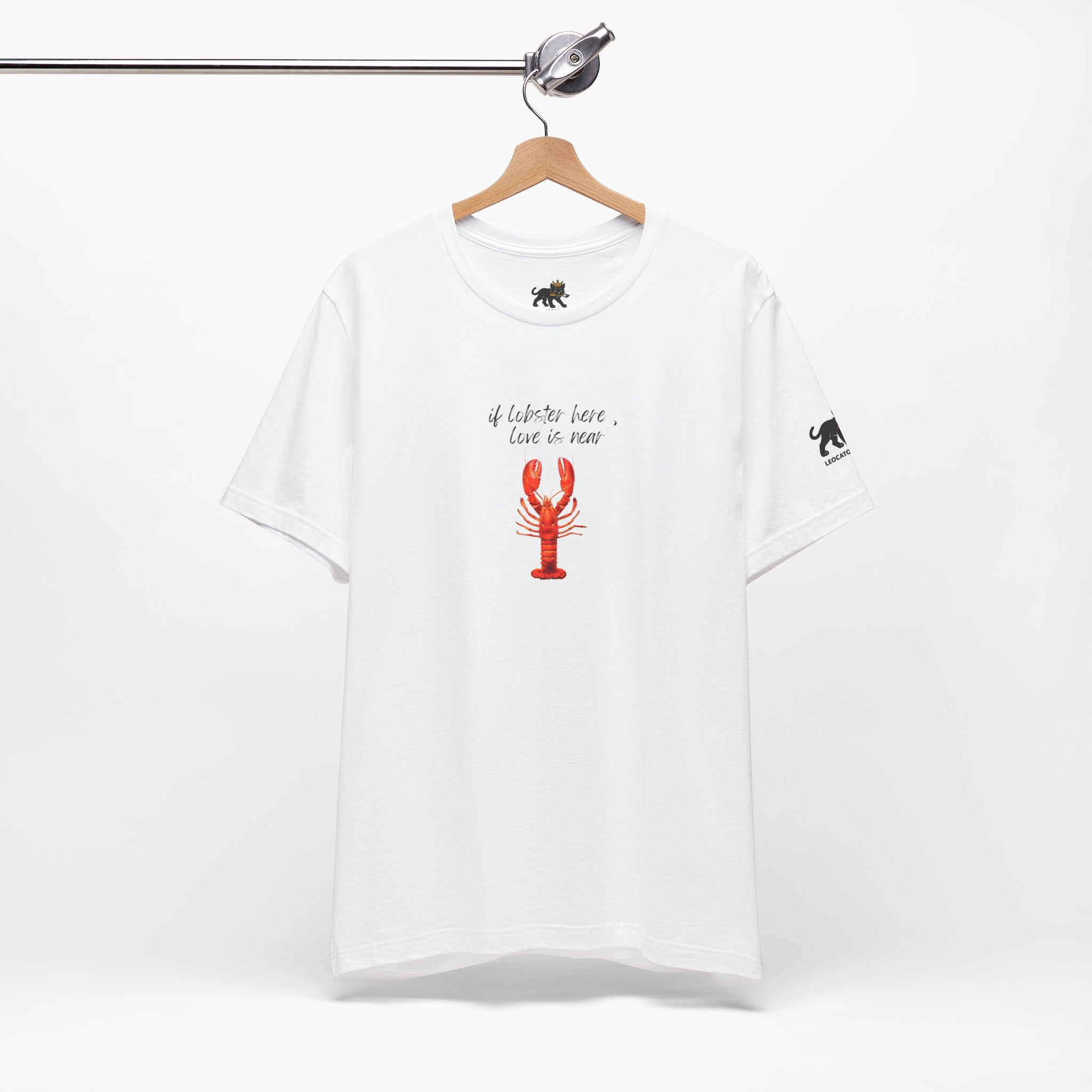 if lobster here love is near Graphic Tee, Casual Summer Shirt, Marine Life T-Shirt, Gift for Sea Lovers,  high quality