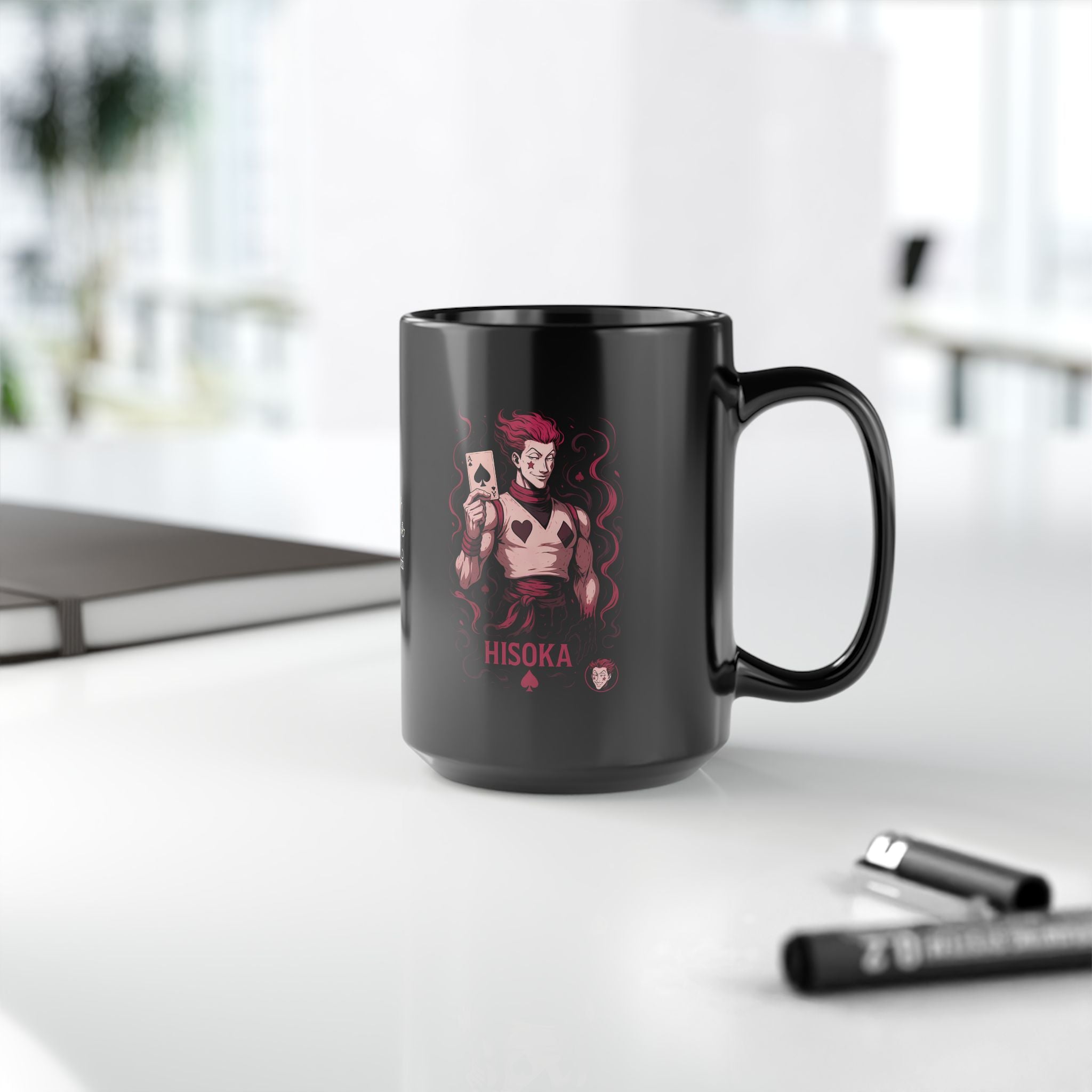 hisoka Black Mug, Anime Coffee Cup, Gift for Gamers, Collectible Mug, Unique Ceramic Drinkware