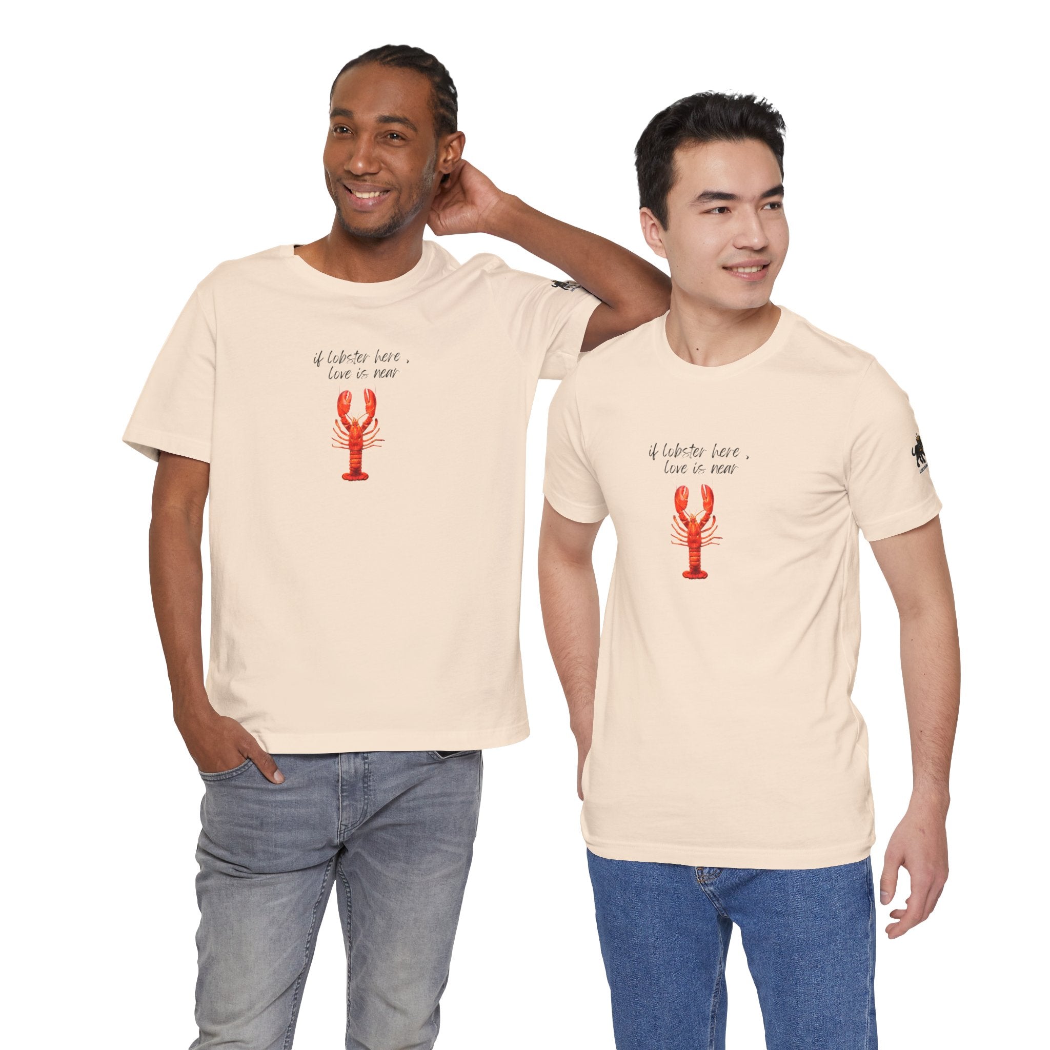 if lobster here love is near Graphic Tee, Casual Summer Shirt, Marine Life T-Shirt, Gift for Sea Lovers,  high quality