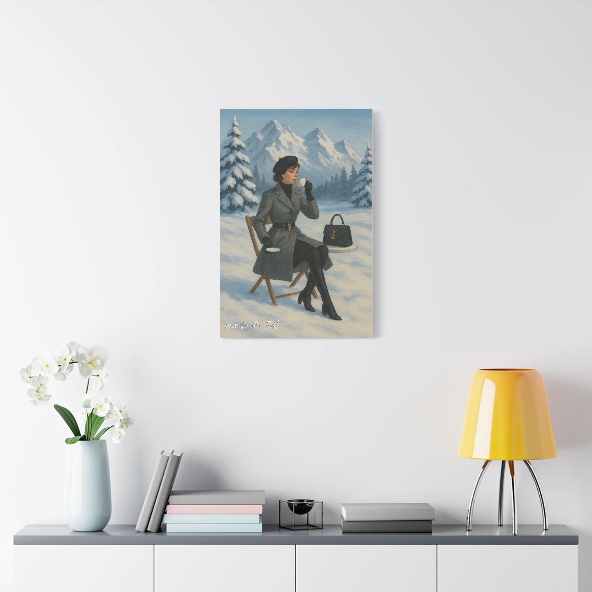 Elegant Winter Landscape Canvas Print, Wall Art Decor, Cozy Home Decor, Gift for Art Lovers, Holiday Decoration, Fashion Illustration