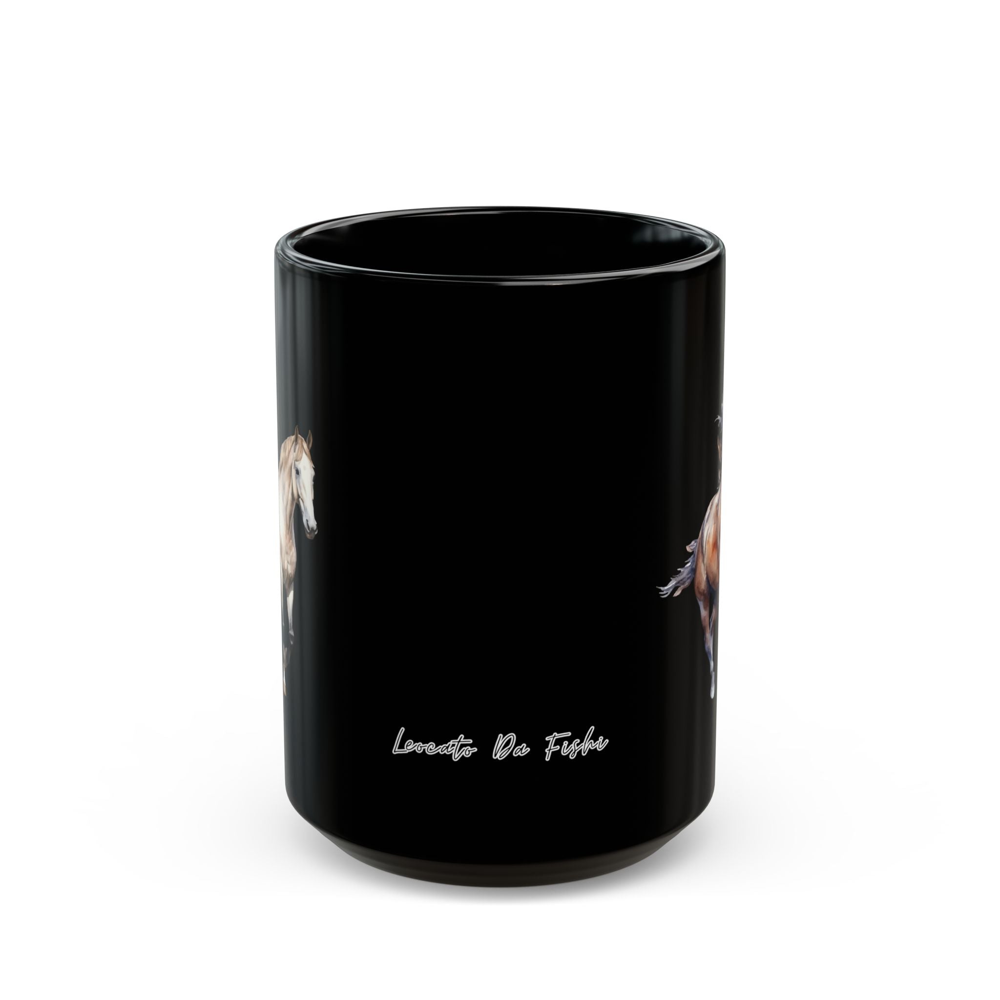 Horses and logo Black Mug | Perfect Gift for Horse Lovers, Coffee Lovers, Equestrian Decor, Animal Lovers, Unique Collectible