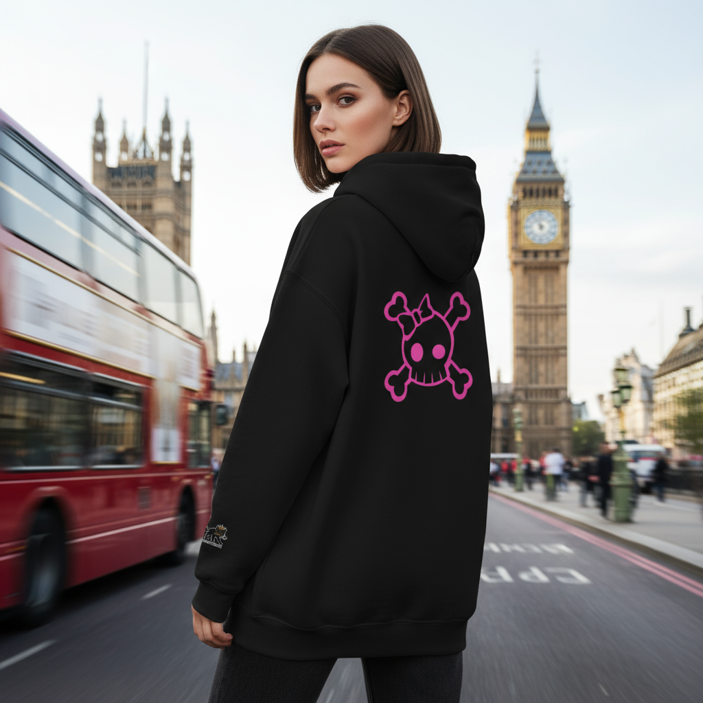 skull pink  Hooded Sweatshirt,