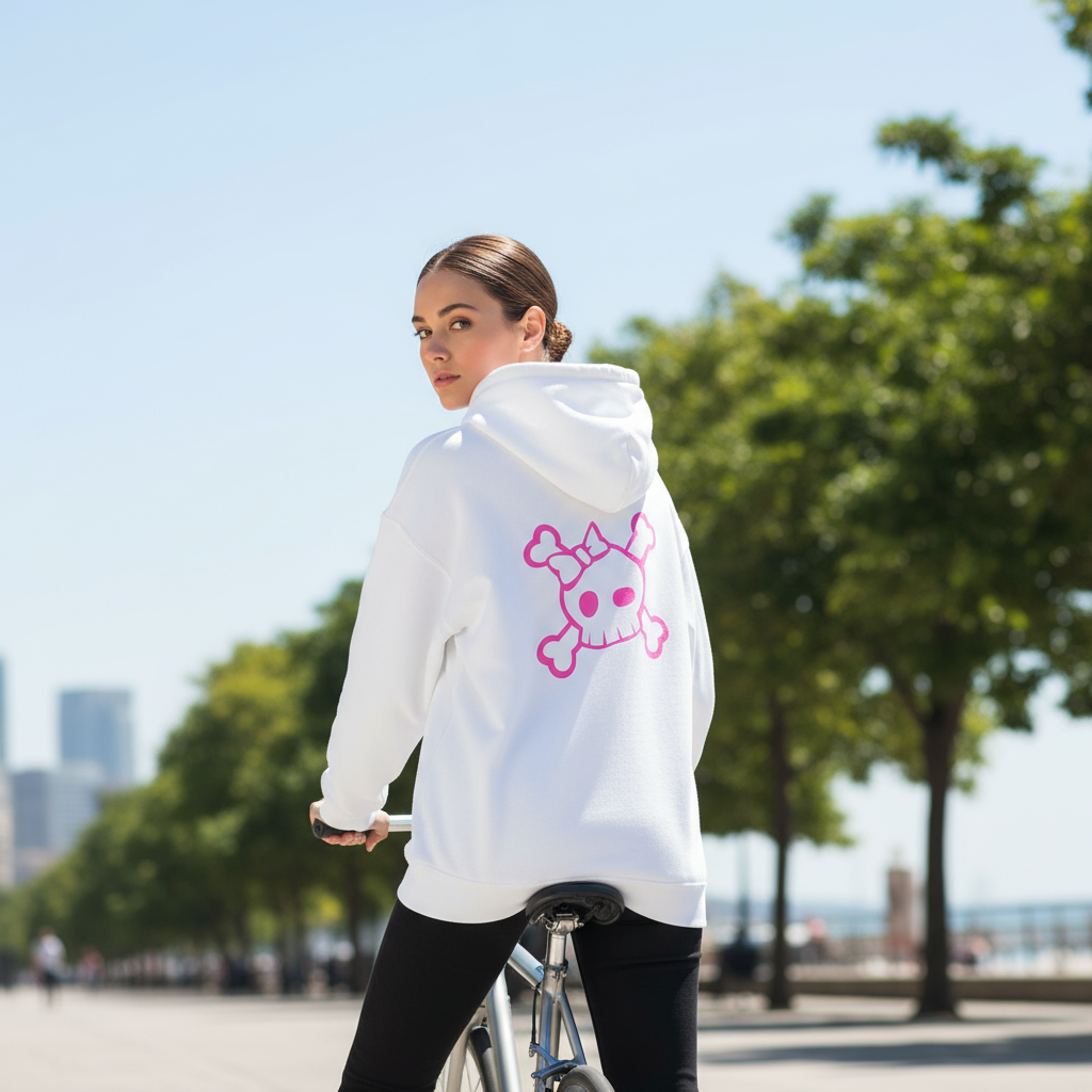 skull pink  Hooded Sweatshirt,