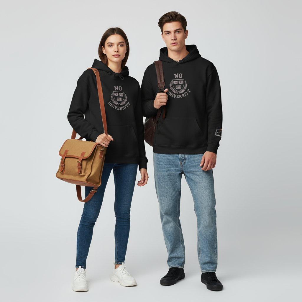 Unisex Hooded 'No University' , School Spirit